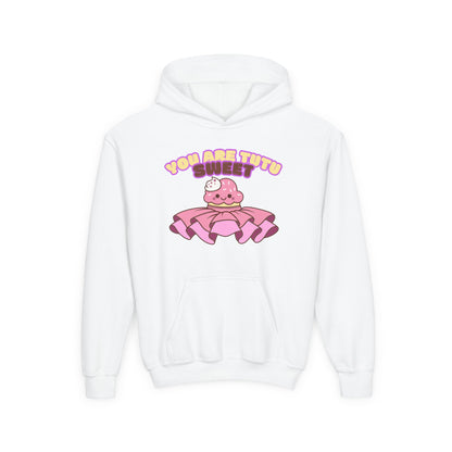 "You Are Tutu Sweet" Youth Hooded Sweatshirt – Kawaii Cupcake in Tutu Dance Graphic Hoodie for Kids and Teens