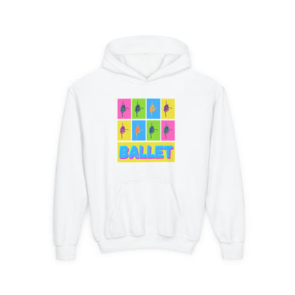 “Ballet” Pop Art Inspired Design with Ballet Dancer Graphics | Streetwear Ballet Hoodie for Kids & Young Dance Enthusiasts | Unisex Youth Hoodie