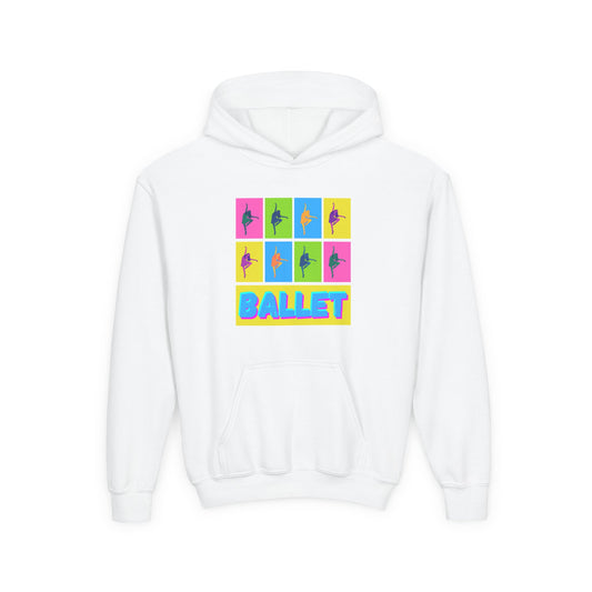 “Ballet” Pop Art Inspired Design with Ballet Dancer Graphics | Streetwear Ballet Hoodie for Kids & Young Dance Enthusiasts | Unisex Youth Hoodie