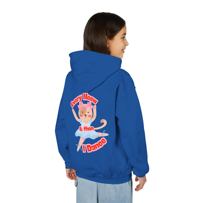 “Every Meow & Then I Dance” Adorable Dancing Cat Graphic | Cute Cat Dance Hoodie for Kids & Young Ballet Enthusiasts - Unisex Youth Hoodie
