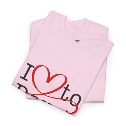"I Love to Dance" Unisex Heavy Cotton Tee – Hand-Drawn Heart Graphic Dance Lover T-Shirt