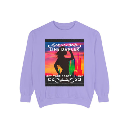 "Line Dancer, Get Your Boots in Line" Unisex Lightweight Crewneck Sweatshirt – Western Dance Graphic Pullover for Country Music & Boot Scootin’ Fans