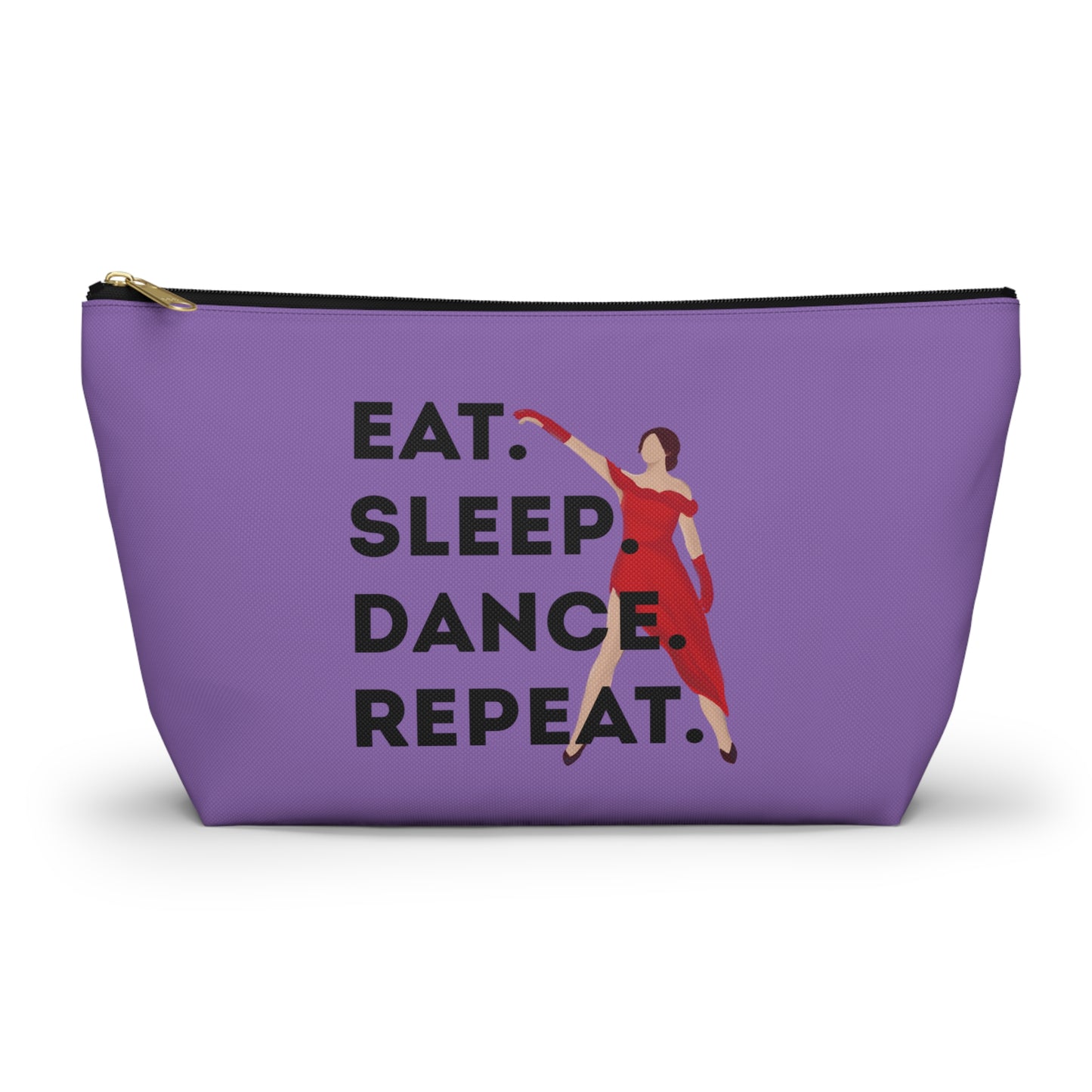 “Eat Sleep Dance Repeat” Makeup Bag – Bold Dancer Graphic – Dance-Themed Zipper Pouch for Cosmetics, Accessories & Travel Essentials