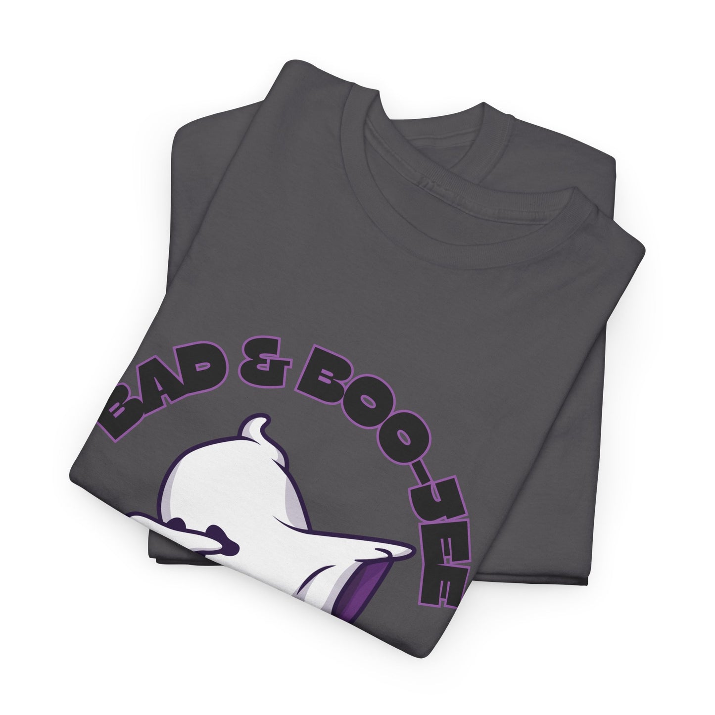 “Bad & Boo-jee” Funny Halloween Dance T-Shirt with Cute Ghost Dab Graphic - Unisex Heavy Cotton Tee