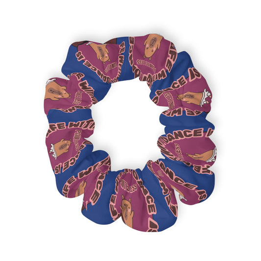“Life Without Dance Is Pointeless” Scrunchie – Funny Ballet Pun Hair Accessory with Cute Dancing Capybara Graphic