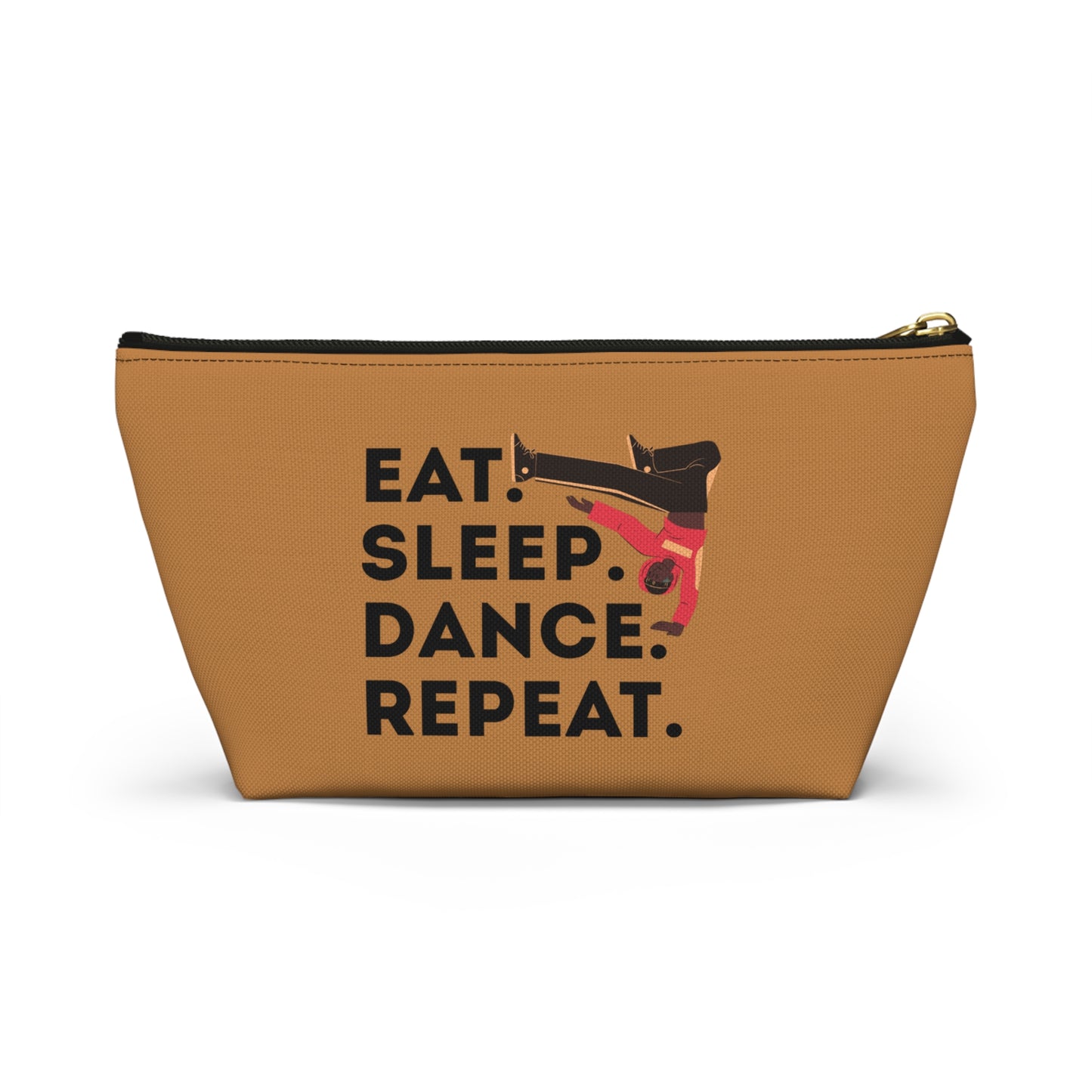 “Eat Sleep Dance Repeat” Makeup Bag – Bold B-Boy Dancer Graphic – Hip Hop Dance-Themed Zipper Pouch for Cosmetics, Accessories & Travel Essentials