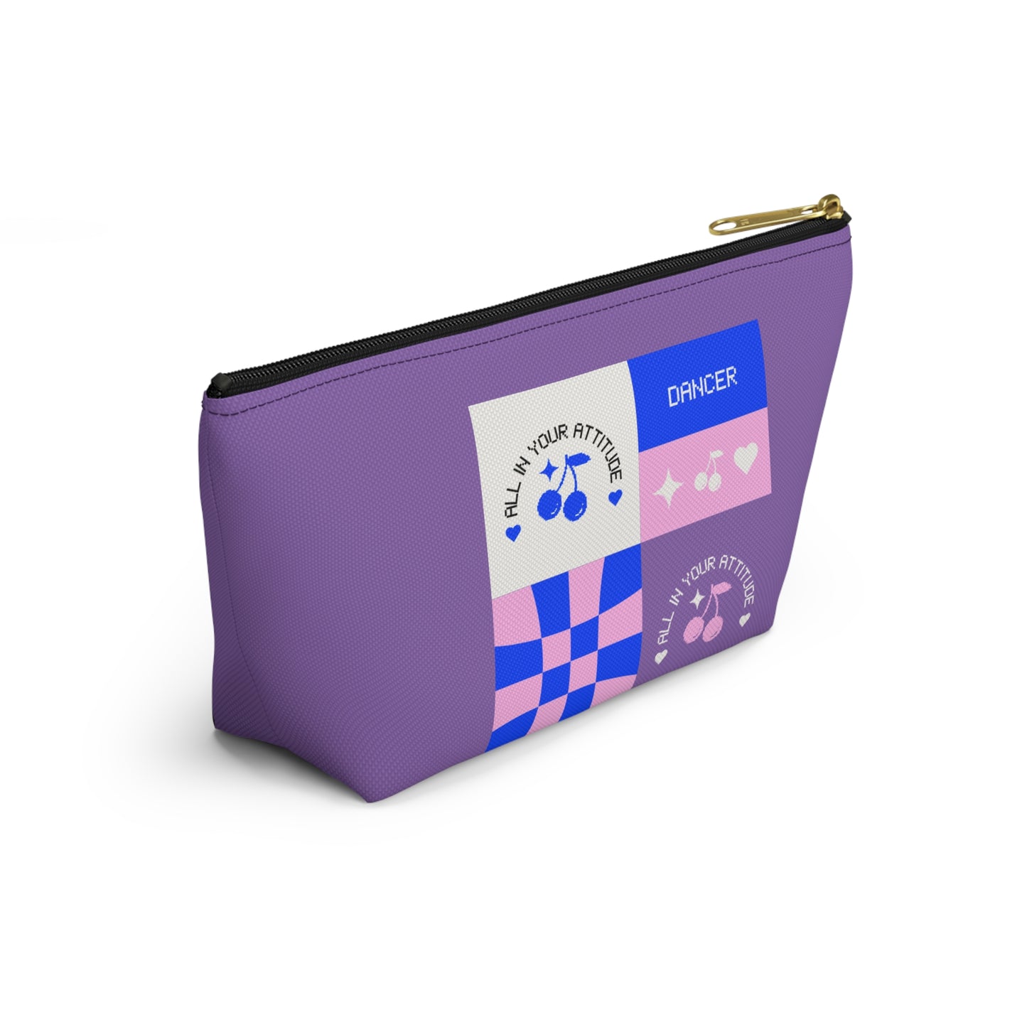 "Dancer - All in Your Attitude" Makeup Bag – Cute Retro Dance Graphic – Inspirational Dance-Themed Zipper Pouch for Cosmetics, Accessories & Gifts
