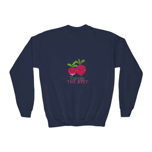 "Turnip the Beet" Youth Crewneck Dance Sweatshirt – Cute Veggie Graphic Pullover for Dancers & Kids 🥕🩰🌈