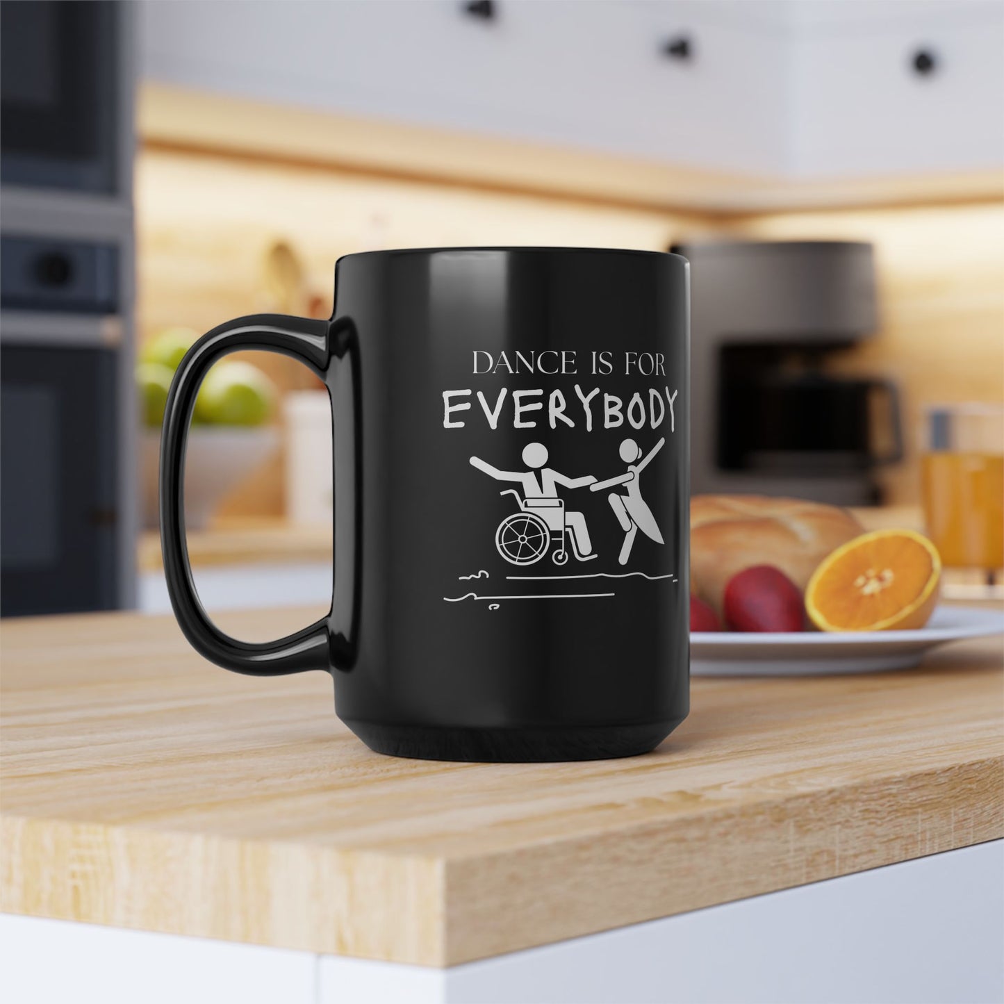 "Dance Is for Everybody" Accent Coffee Mug – Inclusive Dance-Themed Mug for Dancers, Teachers, and Ballet Lovers