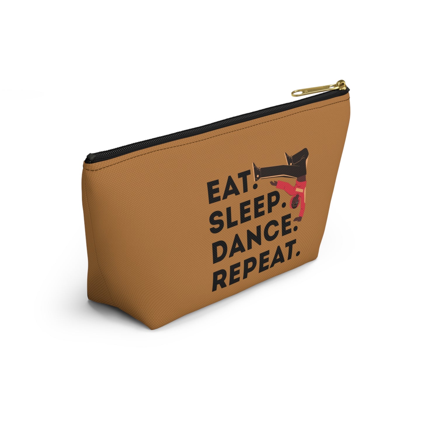 “Eat Sleep Dance Repeat” Makeup Bag – Bold B-Boy Dancer Graphic – Hip Hop Dance-Themed Zipper Pouch for Cosmetics, Accessories & Travel Essentials