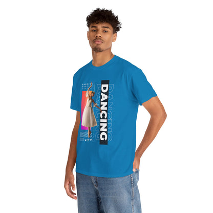“Dancing” Streetwear-Inspired Female Dancer Unisex Heavy Cotton Tee – Urban Dance Graphic T-Shirt for Performers and Dance Lovers