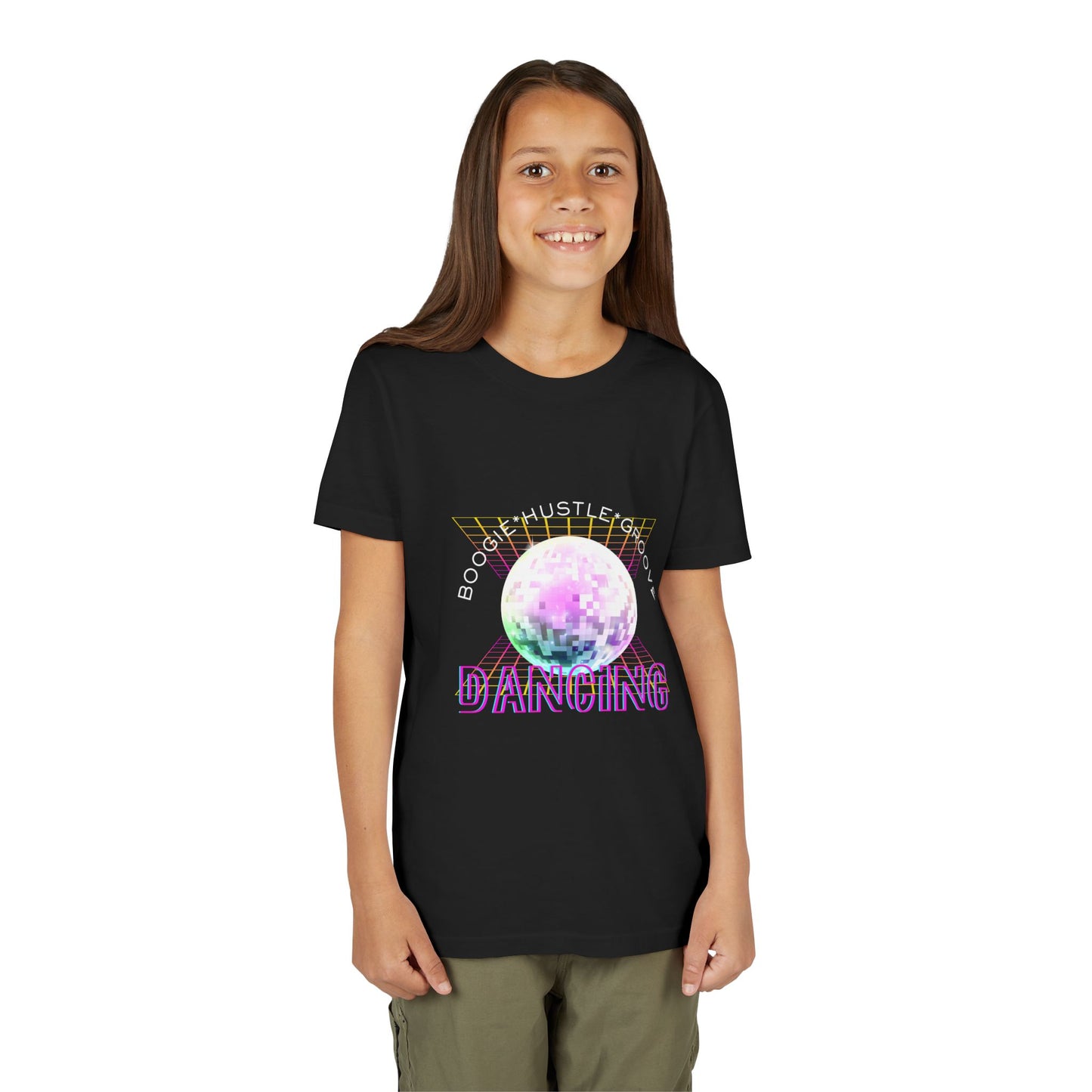 "Boogie, Hustle, Groove - Dancing" Streetwear Dance Graphic – Youth Short Sleeve Tee