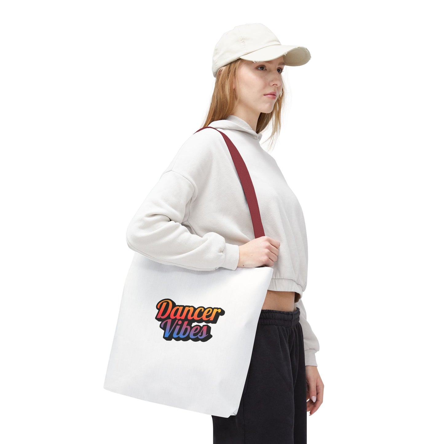 "Dancer Vibes" Canvas Tote Bag – Bold Dance-Themed Text Graphic Bag for Dancers, Students & Everyday Use