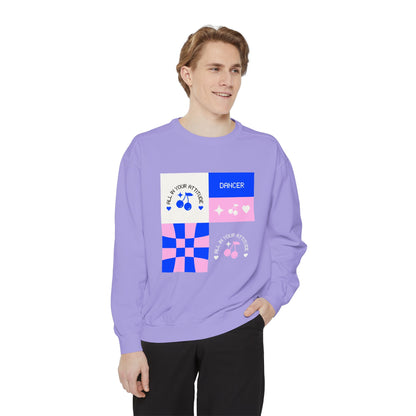 "Dancer – All in Your Attitude" Unisex Lightweight Crewneck Sweatshirt – Retro-Inspired Dance Graphic Pullover for Confident Movers & Performers