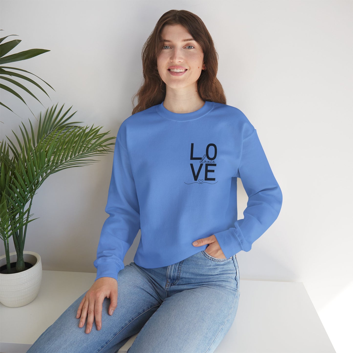 "LOVE Dance" Unisex Crewneck Sweatshirt – Script Letter Graphic Dance Lover Pullover