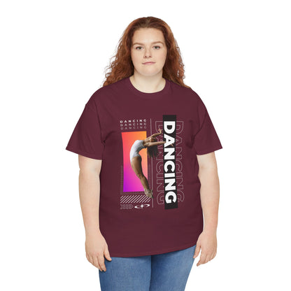 “Dancing” Streetwear-Inspired Female Dancer Unisex Heavy Cotton Tee – Urban Dance Graphic T-Shirt for Performers and Dance Lovers