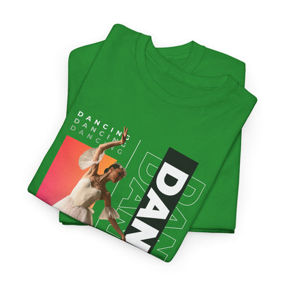 “Dancing” Streetwear-Inspired Female Dancer Unisex Heavy Cotton Tee – Urban Dance Graphic T-Shirt for Performers and Dance Lovers