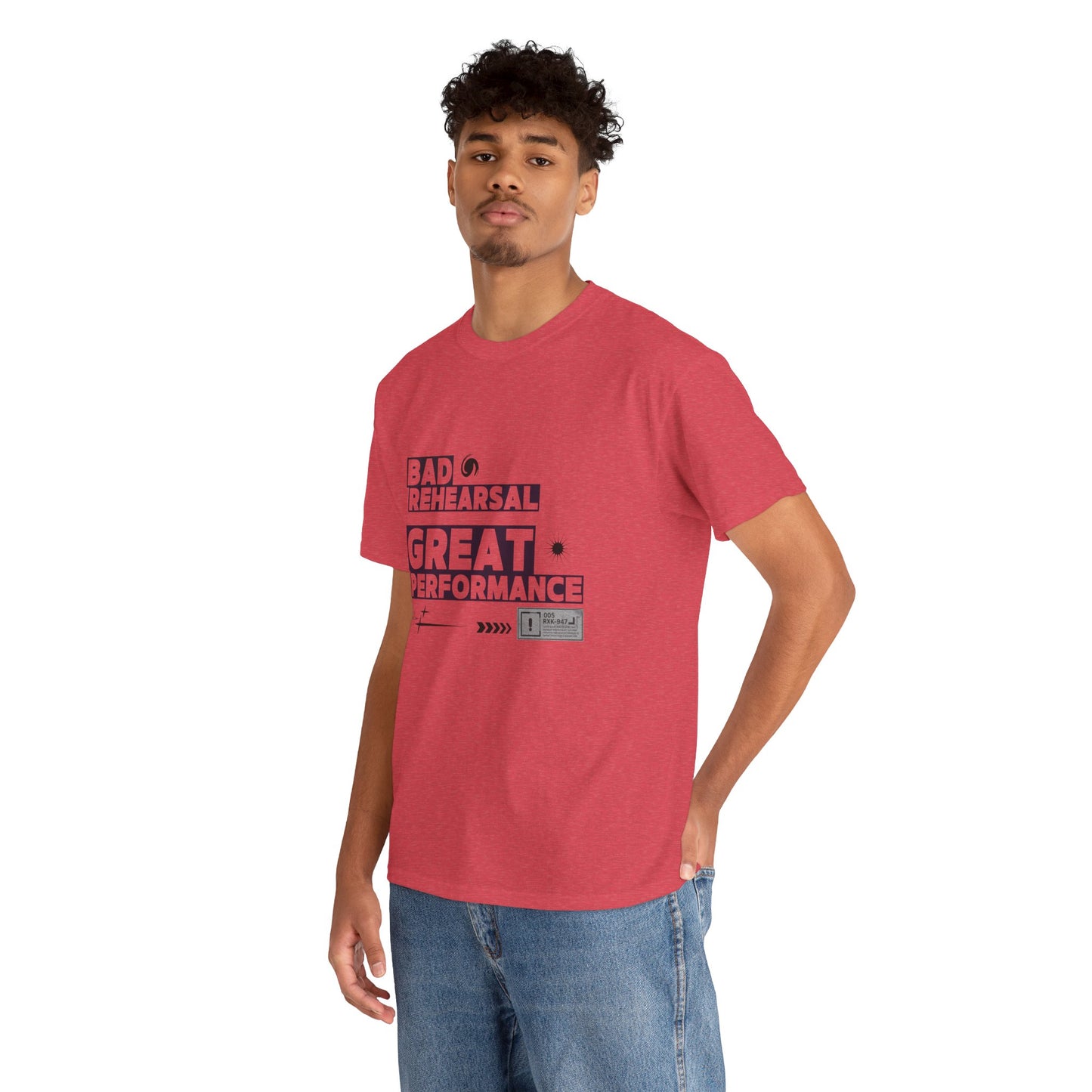 "Bad Rehearsal, Great Performance" Dance Quote Tee – Unisex Heavy Cotton T-Shirt with Streetwear-Inspired Graphic for Dancers
