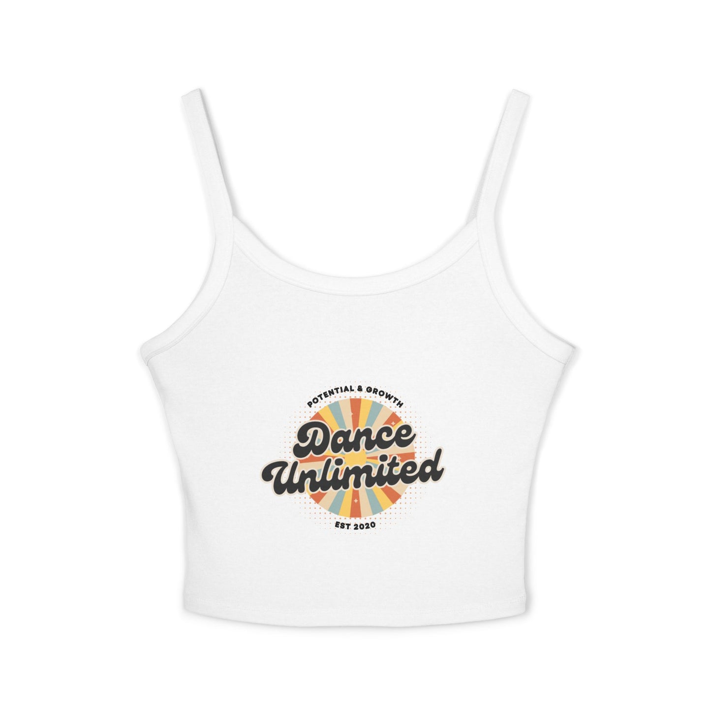 "Dance Unlimited – Potential & Growth" Women’s Spaghetti Strap Tank Top – Retro Dance Graphic | Inspirational Studio Apparel for Dancers & Performers