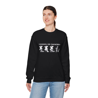 “Human or Dancer” X-Ray Pointe Shoe Sweatshirt – Cute Ballet-Inspired Unisex Heavy Blend Crewneck with Optional Name or Studio Personalization