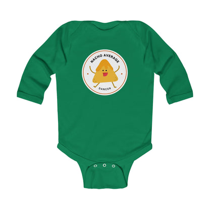 "Nacho Average Dancer" Infant Long Sleeve Bodysuit – Cute Nacho Dance Pun Graphic Baby Outfit for Jeté Dance Fans