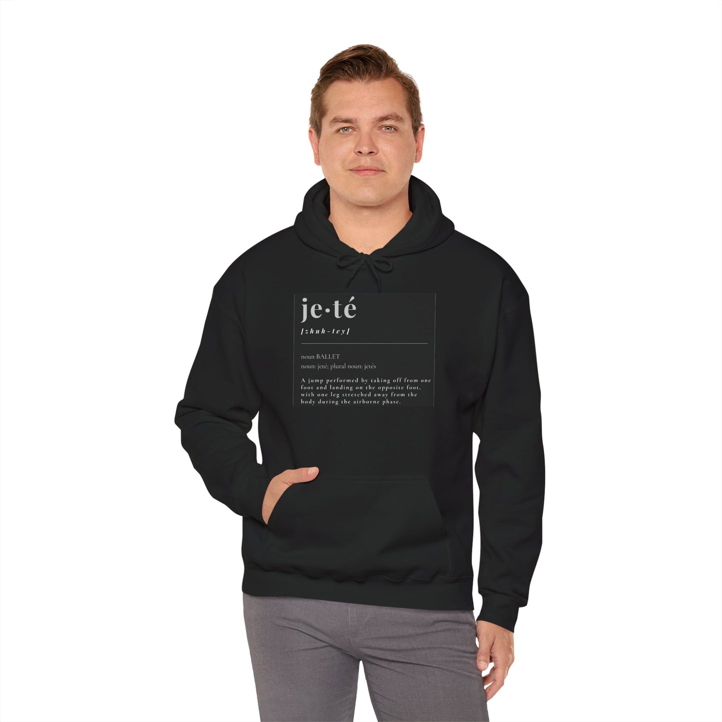 "Jeté" Definition Unisex Hoodie – Ballet-Themed Hoodie for Teens and Adults with Dance Term Definition and Personalized Sleeve Option