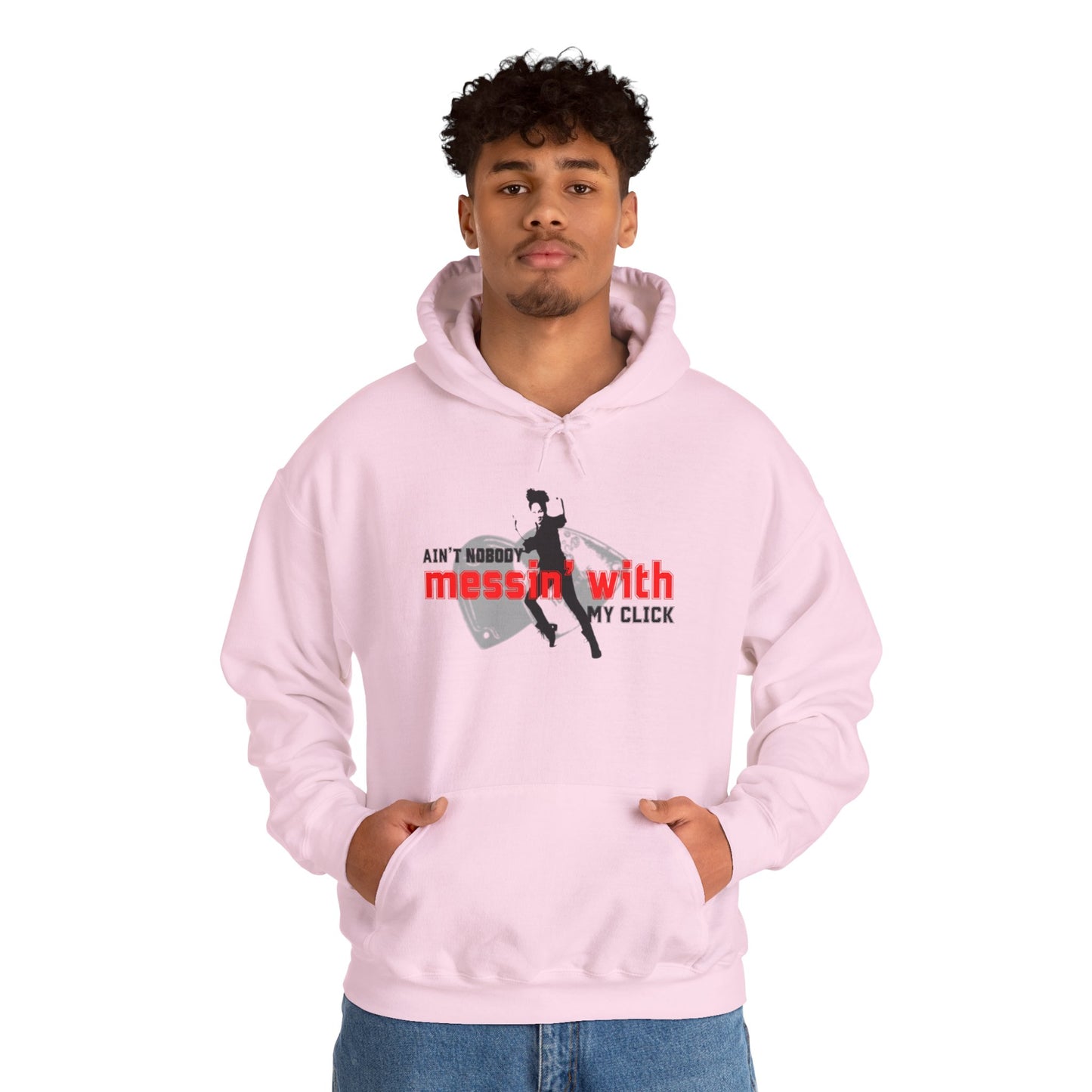 “Ain’t Nobody Messin’ with My Click” Tap Dance Graphic with Tap Shoes & Dancer | Streetwear-Inspired Tap Dancing Hoodie for Dancers - Unisex Heavy Blend™ Hooded Sweatshirt
