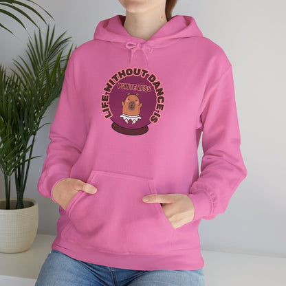 “Life Without Dance is Pointeless" Unisex Heavy Blend Hooded Sweatshirt – Cute Capybara Graphic Hoodie for Adults and Teens