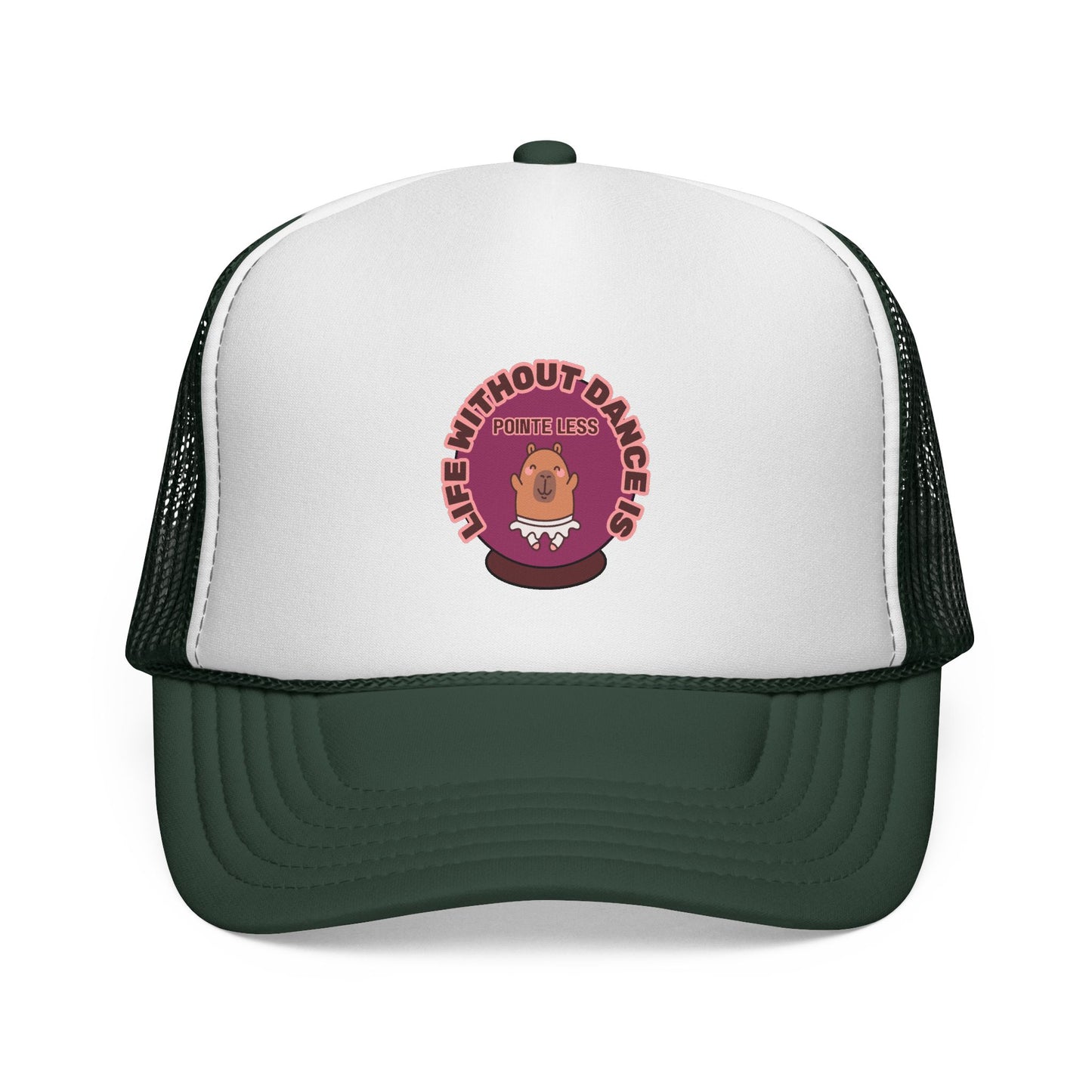 "Life Without Dance is Pointeless" Trucker Hat – Cute Dancing Capybara Graphic, Funny Unisex Dance Hat