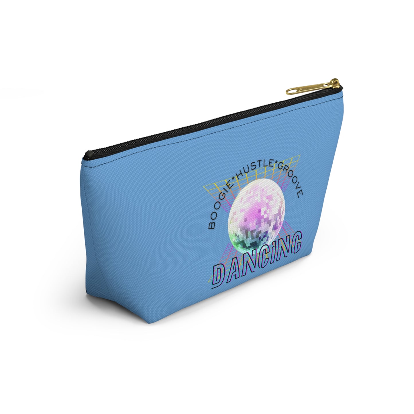 "Boogie, Hustle, Groove - Dancing" Retro Dance-Inspired Makeup Bag | Funky Bold Accessory Pouch for Dancers
