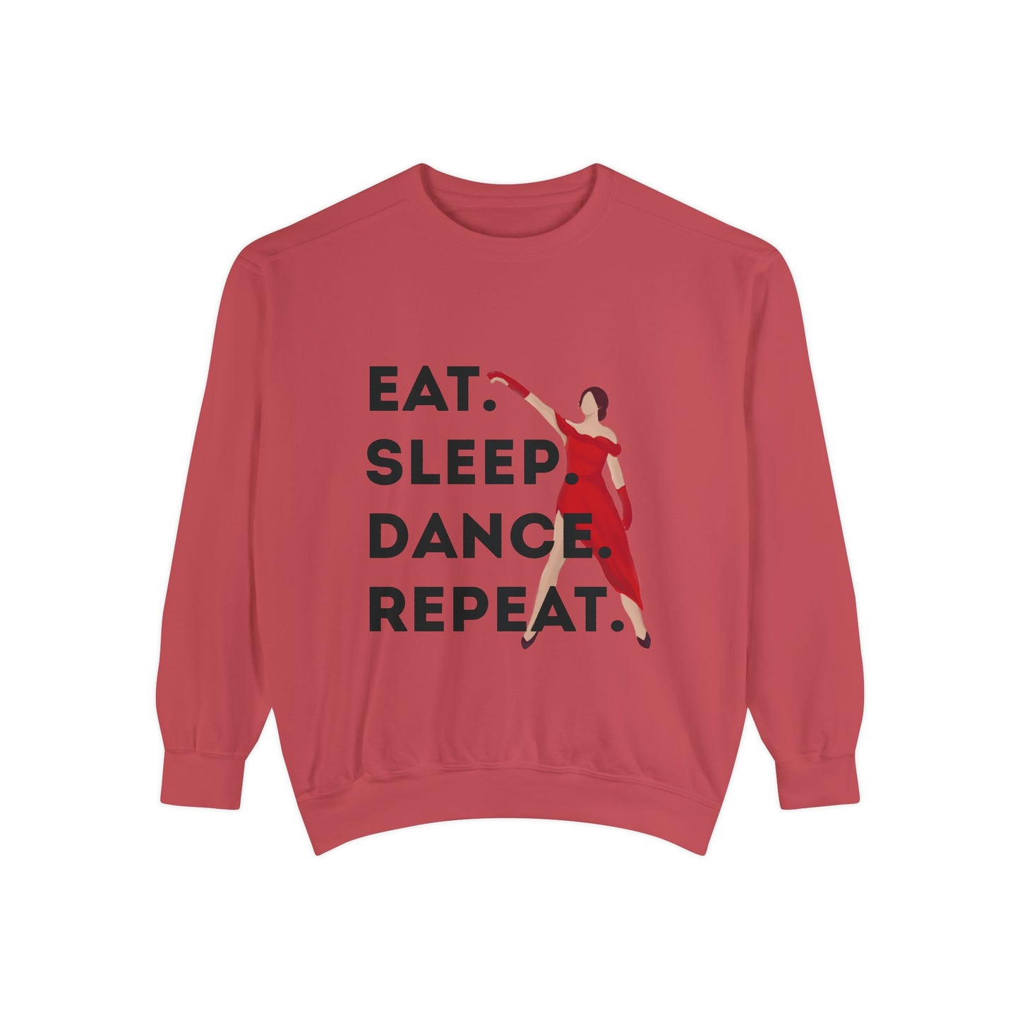 "Eat, Sleep, Dance, Repeat" Unisex Lightweight Crewneck Sweatshirt – Bold Dance Graphic Pullover for Dancers & Studio Life Enthusiasts