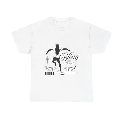 "On a Wing and a Prayer" Tap Dance Tee – Unisex Heavy Cotton T-Shirt with Streetwear-Inspired One-Footed Wing Dancer Graphic