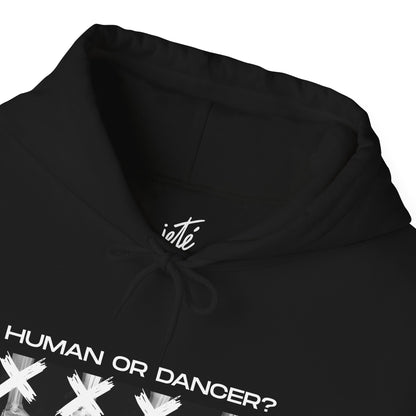 "Human or Dancer" Unisex Hoodie – Ballet-Themed Hoodie for Teens and Adults with X-Ray Foot Graphic and Personalized Sleeve Option