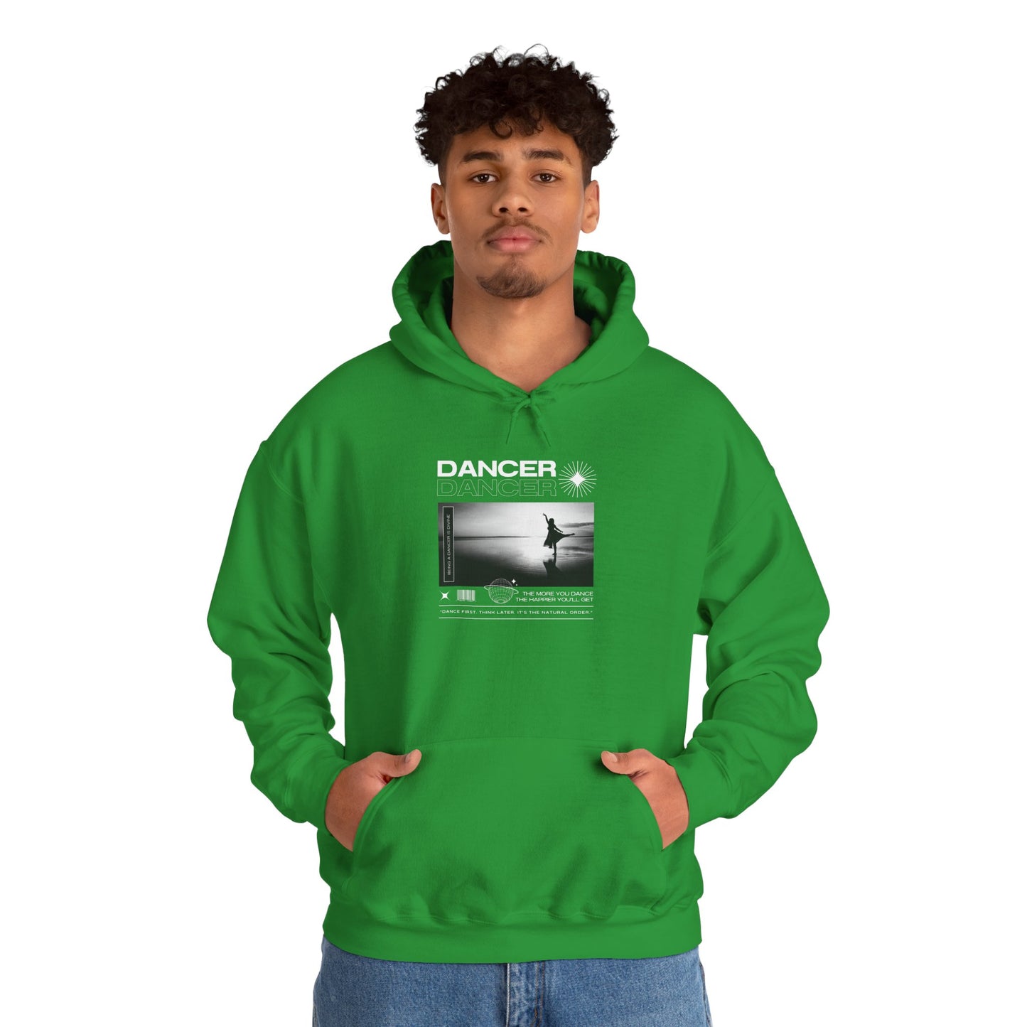 “Dancer” Arabesque on the Beach Graphic | Streetwear-Inspired Dance Hoodie for Ballet & Beach Lovers - Unisex Heavy Blend™ Hoodie