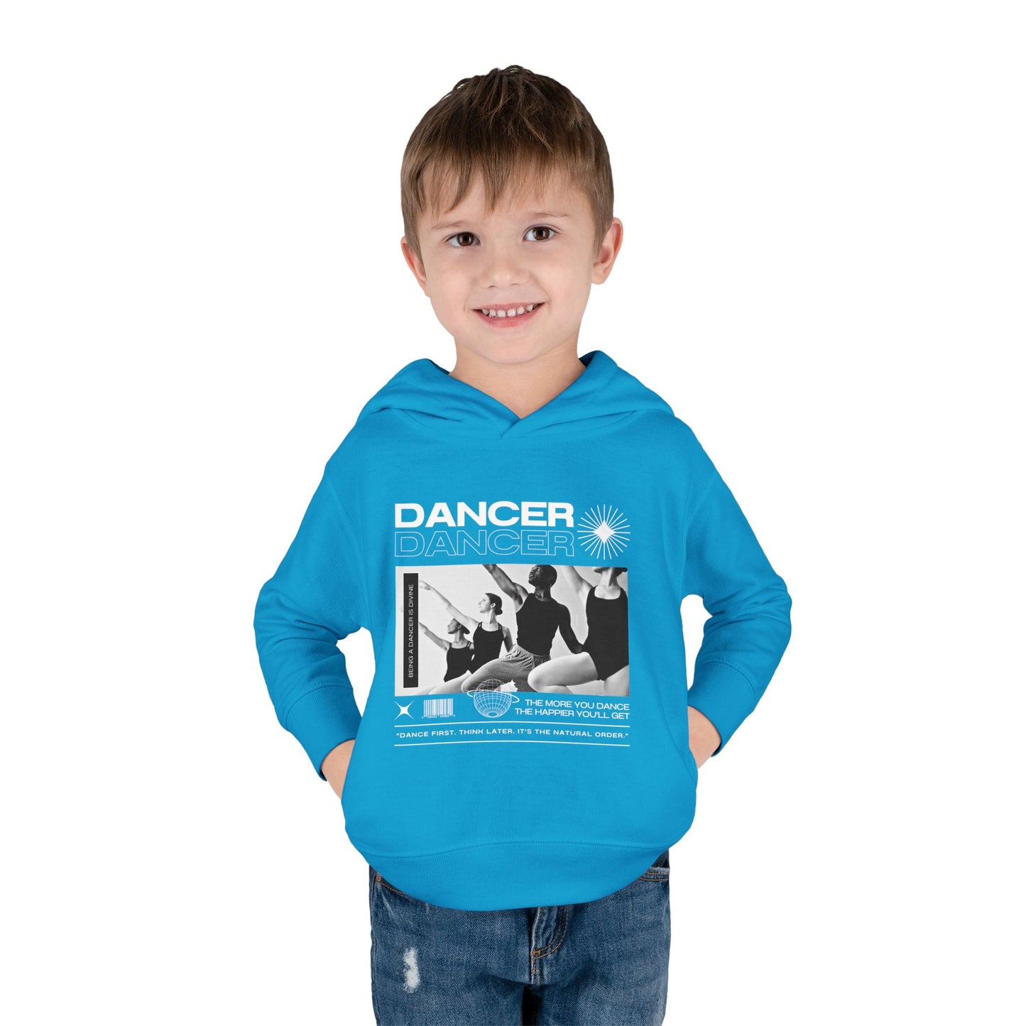 “Dancer” Toddler Pullover Hoodie – Streetwear-Inspired Ballet Barre Graphic Sweatshirt for Kids