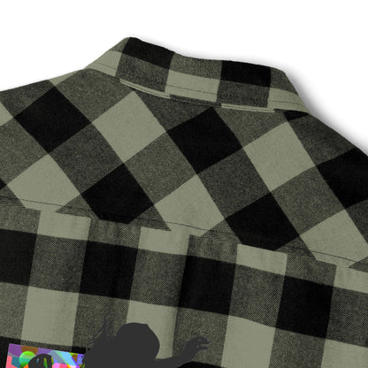 Levels Premium Collection Flannel Shirt – Unisex Streetwear Button-Up with "Levels Pictures Textures" Front Text and Bold Dancer Silhouette Back Graphic