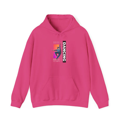 “Dancing” Text with Streetwear-Style Male Dancer Graphic – Unisex Heavy Blend™ Hooded Sweatshirt – Cozy Dance Hoodie for Performers & Dance Enthusiasts