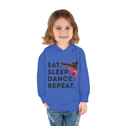 "Eat Sleep Dance Repeat" Toddler Pullover Hoodie – Bold B-Boy Dance Graphic Fleece Sweatshirt for Kids