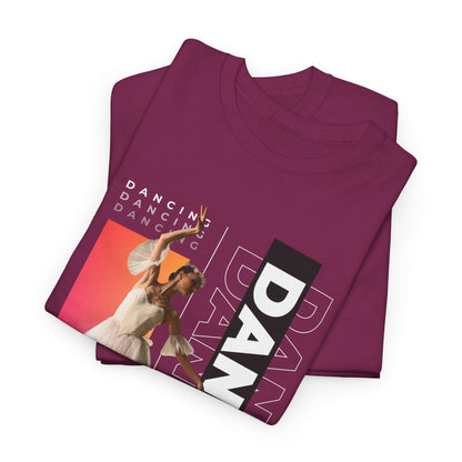 “Dancing” Streetwear-Inspired Female Dancer Unisex Heavy Cotton Tee – Urban Dance Graphic T-Shirt for Performers and Dance Lovers