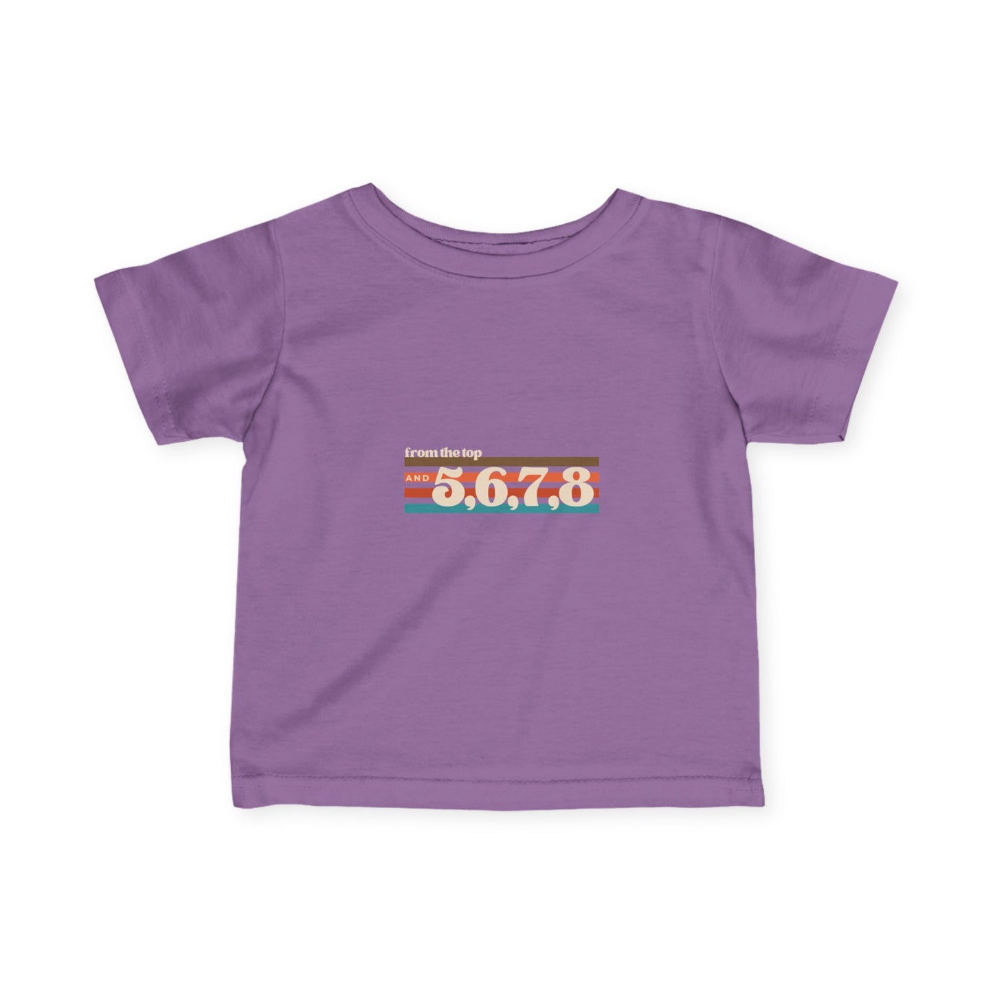 "From the Top and 5,6,7,8" Infant Fine Jersey Tee – Retro Dance-Inspired Baby T-Shirt for Tiny Performers and Future Choreographers