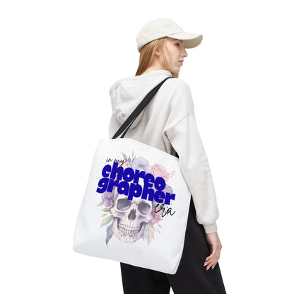 In My Choreographer Era Tote Bag with Colored Handles – Pastel Floral Skull Dance-Inspired Carryall