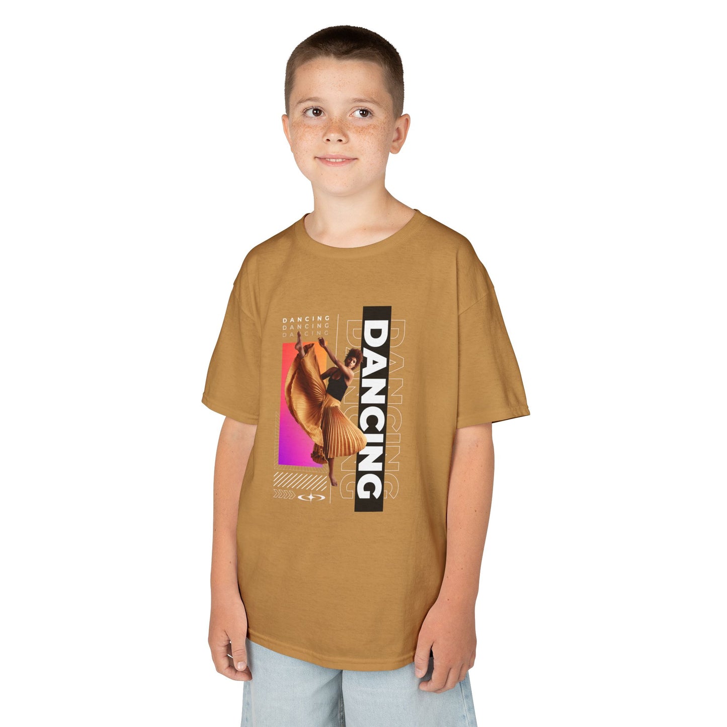 "Dancing" Youth Short Sleeve T-Shirt – Streetwear-Inspired Female Dancer Graphic – Stylish Dance Apparel for Kids