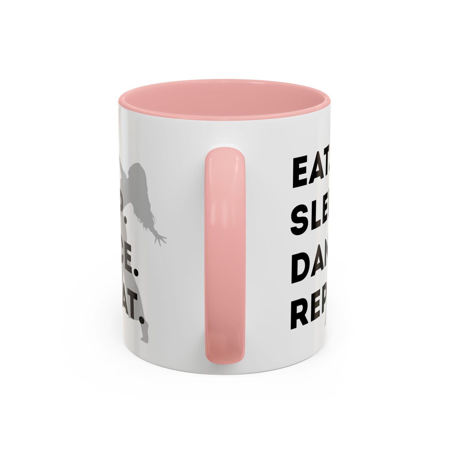 "Eat Sleep Dance Repeat" Accent Coffee Mug – Gray Dancer Graphic Ceramic Mug for Dance Lovers