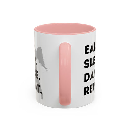 "Eat Sleep Dance Repeat" Accent Coffee Mug – Gray Dancer Graphic Ceramic Mug for Dance Lovers