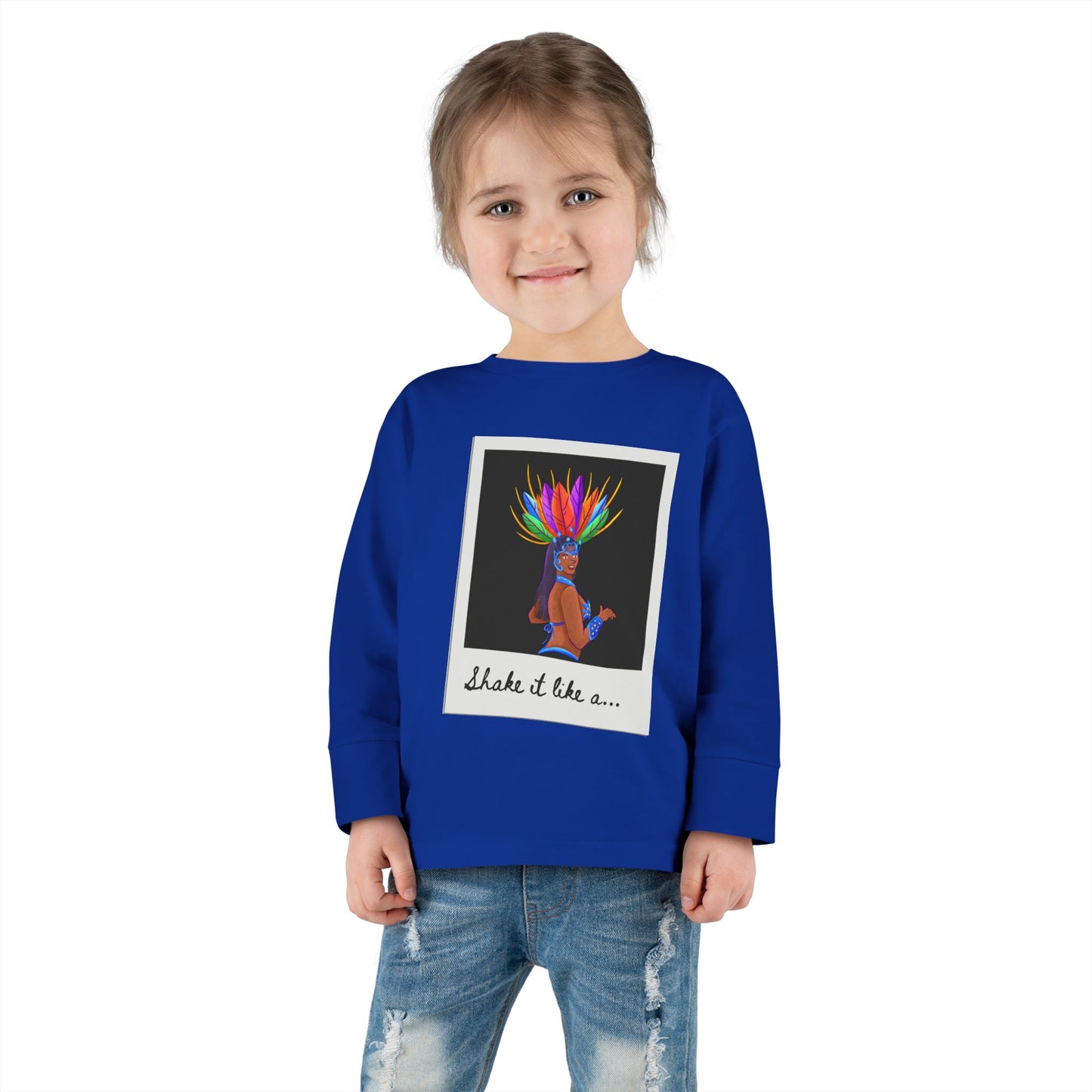"Shake It Like a…” Toddler Long Sleeve Tee – Samba Dancer Graphic Shirt for Kids