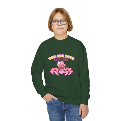 "You Are Tutu Sweet" Youth Crewneck Dance Sweatshirt – Kawaii Cupcake Graphic | Cute Ballet Themed Kids Pullover