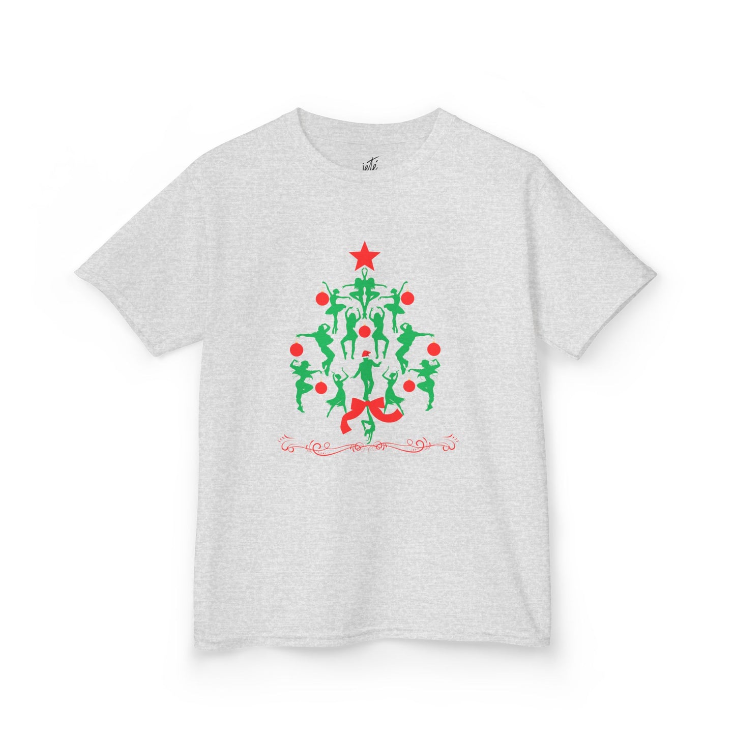 "Christmas Tree Dancer Silhouette" YOUTH TEE Short Sleeve – Festive Ballet & Dance Holiday Tee for Dancers, Teachers, and Studios