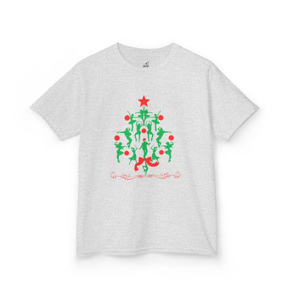 "Christmas Tree Dancer Silhouette" YOUTH TEE Short Sleeve – Festive Ballet & Dance Holiday Tee for Dancers, Teachers, and Studios