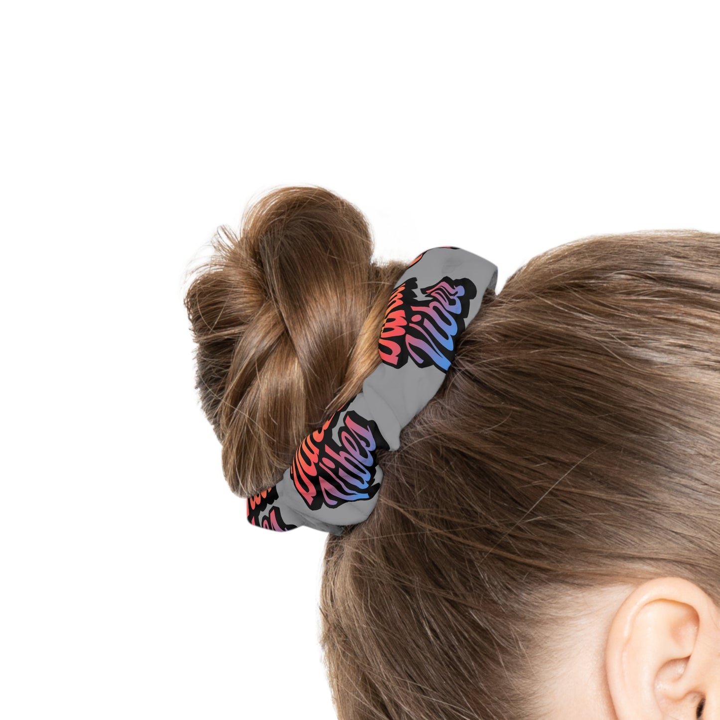 “Dancer Vibes” Scrunchie – Colorful Text Dance Hair Accessory for Performers and Dance Lovers