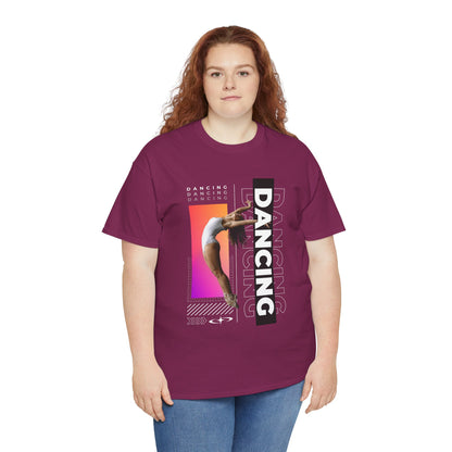 “Dancing” Streetwear-Inspired Female Dancer Unisex Heavy Cotton Tee – Urban Dance Graphic T-Shirt for Performers and Dance Lovers